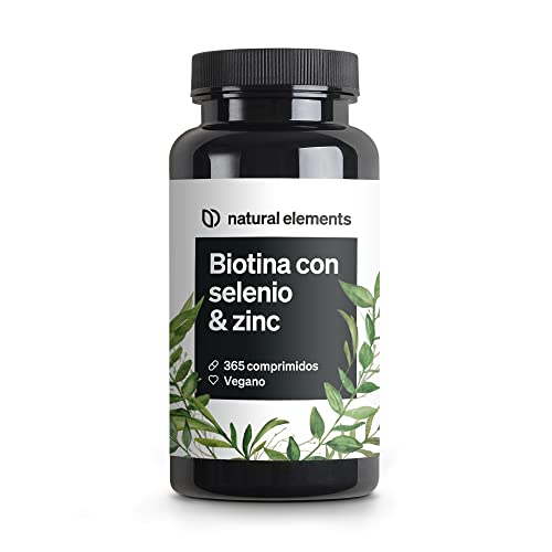 Biotina zinco Selénio - 365 comprimidos veganos (fornecimento para 1 ano) - vitaminas para o cabelo - suporta o crescimento do cabelo, fortalece a pele e as unhas - sem aditivos