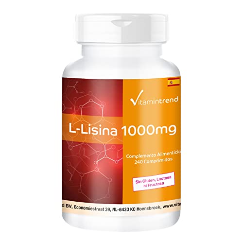 L-Lisina 1000 mg Aminoácido essencial, altamente dosado, 240 comprimidos, Vegan | Vitamintrend®