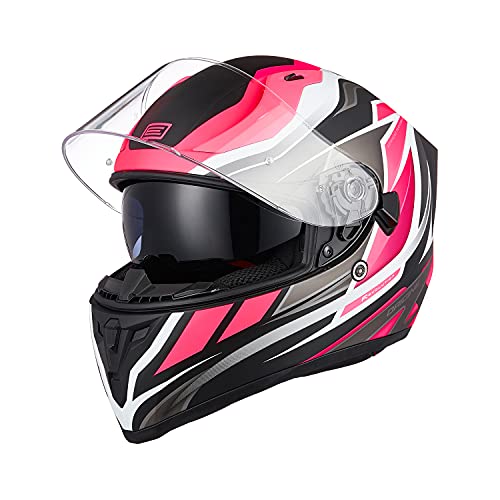 ORIGINE Capacete integral de motocicleta ECE homologado com viseira (Revolution Fluo Fuxia-White-blk Matt, L)