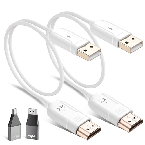 HDMI sem fios transmissor e recetor 1080P transmissor sem fios HDMI suporte 2,4/5 GHz ecrã de espelho sem fios (60 cm) para transmissão de vídeo/áudio/PC/projetor/monitor (branco)