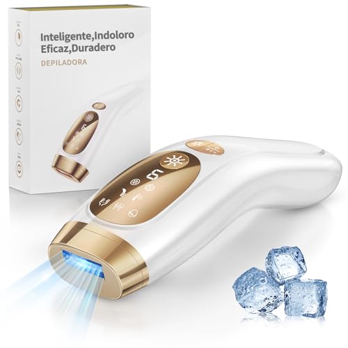 Depiladora a laser congelada indolor - 10 minutos remoção do corpo inteiro, 9 níveis e 2 modos, Flashes ilimitadas, Depiladora luz de pulso vitalícia para mulheres, homens, bicicleta, rosto e corpo