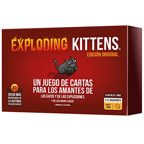 Exploding Kittens | Exploding Kittens | Jogo de cartas para os amantes de gatos e explosões, 7 anos, 2 a 5 jogadores, 15 minutos por partida, espanhol