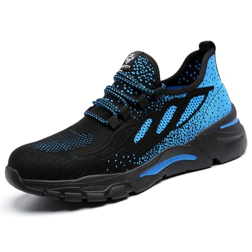 HYCOPROT Zapatos de Seguridad para Hombres y Mujeres Zapatillas con Punta de Acero Antideslizante Calzado de Seguridad Ligeros y Transpirables Zapatos de Trabajo