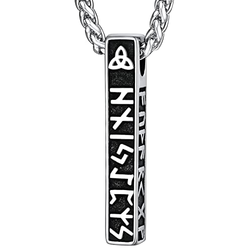 FaithHeart Colar de viking runas de aço inoxidável 316L homem mulher letras tapetes rúnicos jóias espiritual nórdico de talismã de família casais