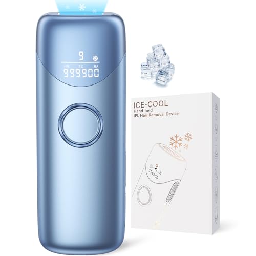 Depiladora a laser IPL com função de refrigeração, máquina de depilação luz pressionada com HR/SC/RA, onda de luz vermelha de 600 NM, 9 níveis de energia, máximo 19,8 J, 999,900 Flashes para homem