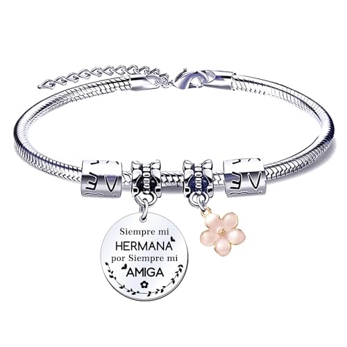 QTQTLP Pulseira irmã presente de irmã presente de irmã mais velha presente de aniversário irmã pulseira de aço inoxidável irmã pulseira personalizada mulher irmã pulseira de irmã para a melhor irmã