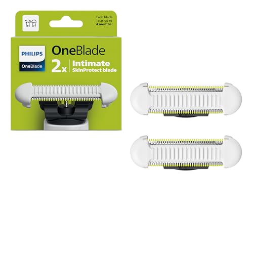 Philips OneBlade Intimate lâminas, para todas as alças OneBlade e OneBlade Pro, com SkinProtect para aparar e barbear a área íntima, 2 unidades (modelo QP229/50)