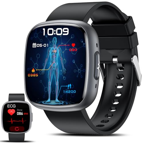 2025 Relógio medidor de com ECG/ácido úrico/lípido, 1,75" ECG Smartwatch com BMI/fadiga/emoções, 24/7 pressão arterial, temperatura corporal, SpO2, sonho saúde watch para Android iOS