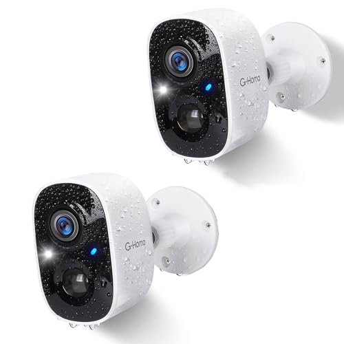 G-Homa Câmara de vigilância WiFi exterior/interior sem cabos 2 K câmaras de segurança com bateria recarregável, visão noturna colorida, áudio de 2 vias, AI inteligente, deteção de movimento, IP65