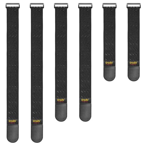 GripZz Faixas de correia com bandas elásticas com fechos de gancho e laço 3 tamanhos (61/46/30 cm x 5 cm) faixa de fecho com fivela para organizar os seus cabos de extensão mangueiras bicicleta