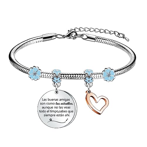 Angelra Presente de amizade amigas pulseira mulher pulseiras as boas amigas são como as estrelas embora não as veja pingente de prata com gravura presentes de aniversário