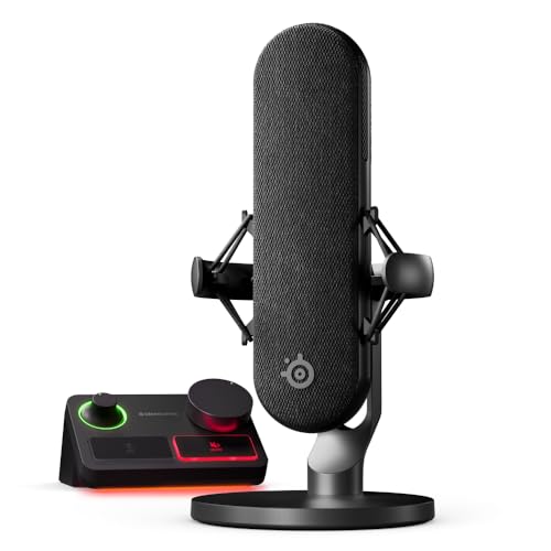 SteelSeries Alias Pro Kit Micro XLR Misturador Stream, cápsula 3 vezes maior, para jogar, streaming e podcast, interface USB/XLR, controlos para personalização - RGB - PC individual ou duplo