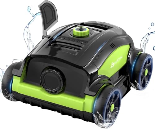 WINNY POOL CLEANER WY1103 Limpador de fundos de piscina, sem fios Robot limpa-fundos de piscina, 120 min automonomia, motor duplo, LED, filtro de 180 μm, estacionamento automático, 120 m² (verde