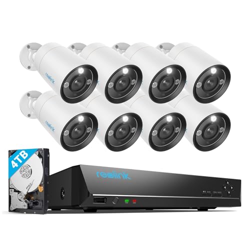 Reolink 12MP Kit câmaras de vigilância PoE, 8 câmaras de segurança H.265 com 16CH NVR com 4TB HDD, detecção inteligente, áudio de 2 vias, visão noturna colorida, gravação 24/7, RLK16-1200B8-A