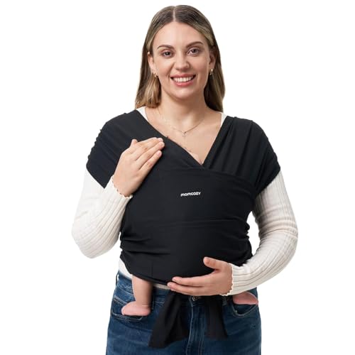 Momcozy Fular porta-bebés recém-nascidos, fácil de colocar anel de sling Fular porta-bebés respirável para mãos livres, porta-bebés ajustável de 3,6 kg a 15 kg (preto)