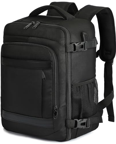 KLOSTAIN Mochila viagem cabine avião para Ryanair Easyjet mochila cabine bagagem de mão mala mochilas homem mochila de viagem escola trabalho, Preto, 45 x 36 x 20 cm – 30 L