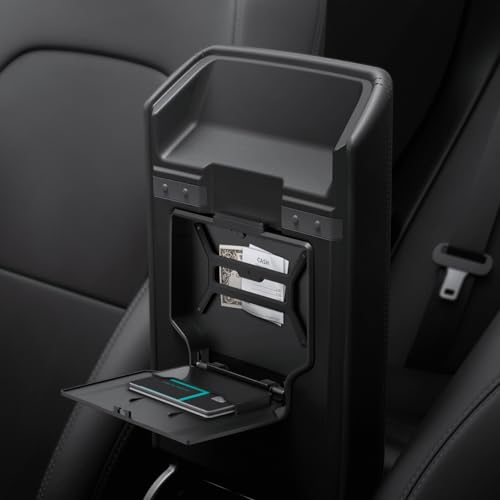 Spigen Tesla Model Y 2025 Juniper e Model 3 Highland 2024 2025 Console Organizer caixa de armazenamento oculta para consola central Highland desenhada para acessório Tesla - edição carbono