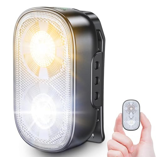 Glangeh Mini lanterna LED recarregável de clipe 500 LM com 10 modos, lanterna pilhas com Spot & Flood, IP65 impermeável - mãos livres luz correr, longa duração para runners/emergências/caminhadas