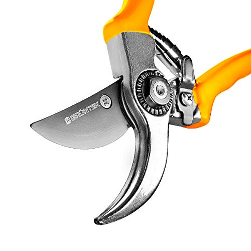 GRÜNTEK Tesoura de podar colecionadora 215 mm. Tesoura de mão podadora de jardim ergonómica e leve. Folha pontiaguda de 50 mm, ideal para frutas.