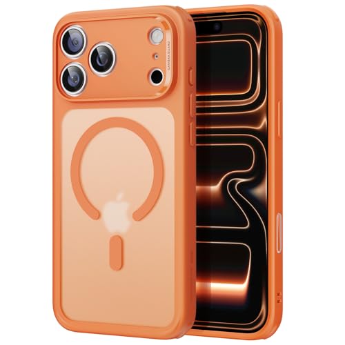 ESR Capa para iPhone 2025 Pro, controlo da câmera, compatível MagSafe, proteção militar à prova de impactos, cantos Air Guard, capa híbrida clássica (HaloLock), laranja fosco