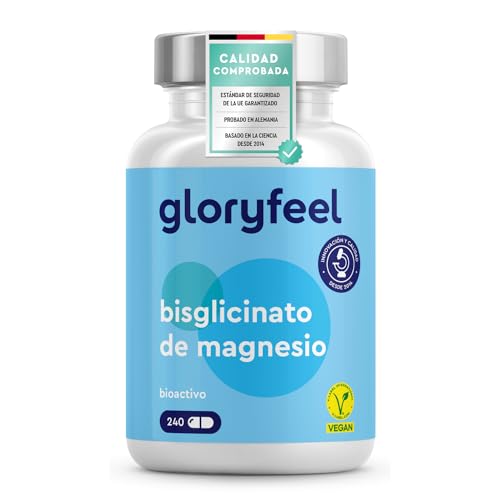 Glicinato de magnésio 240 cápsulas, 400 mg de magnésio elementar/dose diária - Fornecimento por 2 meses - magnésio quelado - Inocuo para o estômago, vegano, de alta dosagem