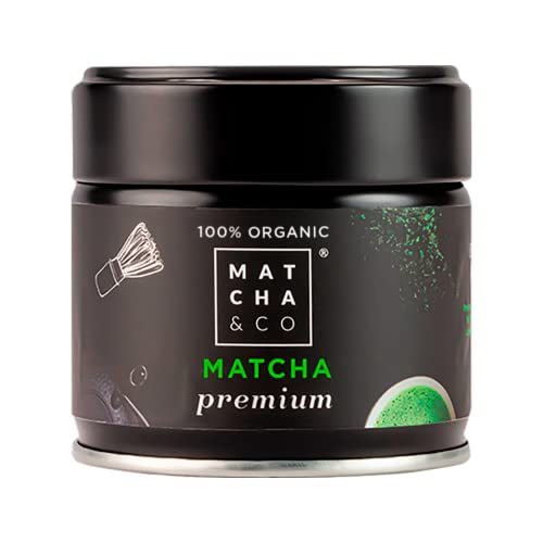 Matcha & CO Chá Matcha Premium 100% ecológico, grau premium cerimónia, em pó orgânico do Japão, 100% natural, chá verde, 30 gramas - Matcha & CO