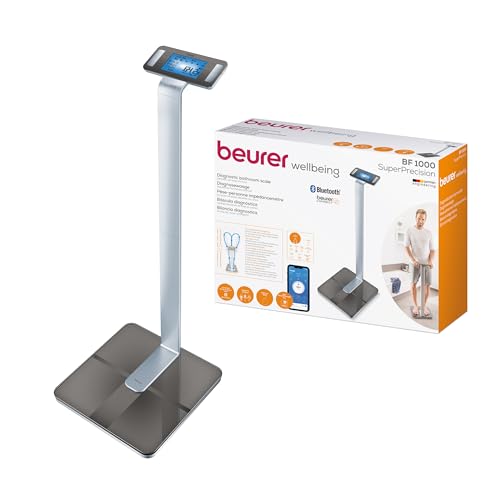 Beurer BF 1000 SuperPrecision balança diagnóstica, para análise de todo o corpo com app, medição da porcentagem de gordura visceral, visualização separada de cada parte do corpo