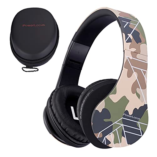 PowerLocus Auriculares para crianças, auriculares Bluetooth para crianças, com volume limitado de 85DB, auriculares dobráveis com microfone, micro SD Slot, auriculares sem fios e com cabo, com estojo