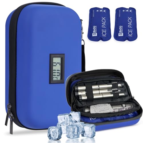 HIMDUZE Refrigerador de insulina com estojo de viagem aprovado pela TSA, refrigerador de medicamentos refrigerado para viagens com termómetro e ecrã de temperatura, saco de viagem para