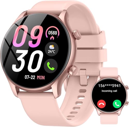vamout Relógio inteligente mulher, 1,39" Display Smartwatch com chamadas, Smart Watch monitor de sono/SpO2, podómetro, 120 modos desportivos, IP68 impermeável relógio desportivo para Android iOS, Rose