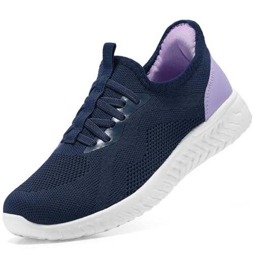STQ Sapatilhas desportivas para mulher sem atacadores, malha respirável Slip-on Non Slip leve sapatos de passeio caminhar, correr