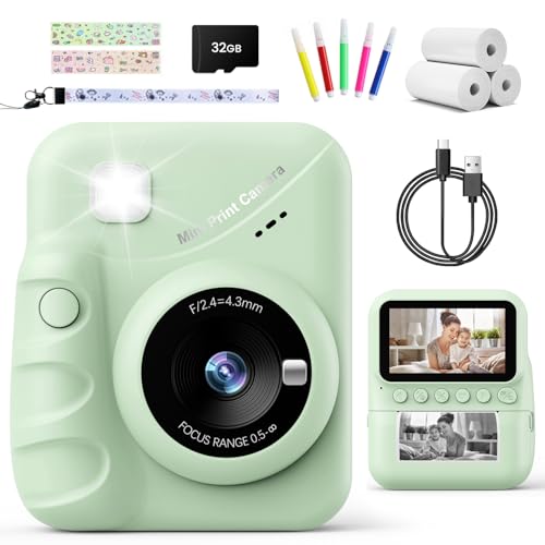TIATUA Câmara com fotos infantis instantâneas, 3,0" HD 48 MP câmara instantânea para crianças com cartão de 32 GB e papel de impressão, HD 1080P câmara instantânea para meninos e meninas 3 a 12 anos