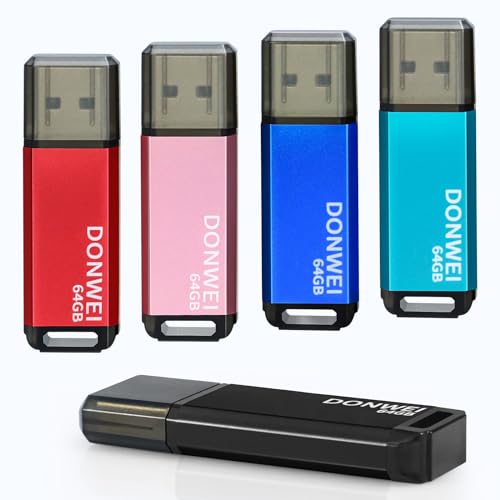 Pendrive, Pen Drive 64 GB, memória USB 2.0, USB 64 GB com indicador LED para armazenar e fazer cópias de segurança de dados (embalagem de 5)