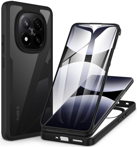 CENHUFO Capa Xiaomi Redmi Note 14 Pro 5G / Note 14 Pro Plus 5G/Note 14 Pro+, proteção de ecrã integrado dupla face Bumper Case transparente - preto