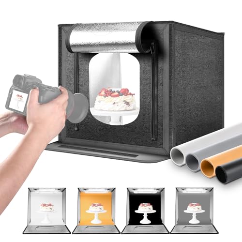 NEEWER Caixa de luz atualizada para estúdio fotográfico, 20" x 20" sem reflexos, com 4 fundos de cor, 192 LED, 5600K, CRI97+/TLCI98, regulável dobrável para sobremesa, jóias, eletrónicas, LP50