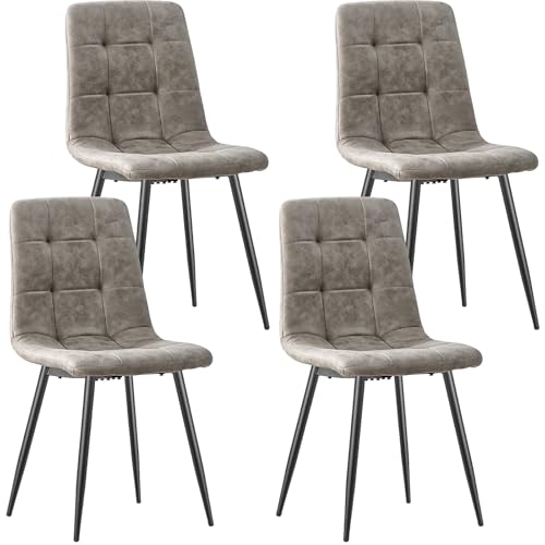 JIJIAN Pacote de 4 cadeiras de sala de jantar, cadeiras de cozinha em tecido tecnológico, cadeiras estofada para sala de estar com pernas de metal preto, adequadas para sala de jantar, sala de espera,