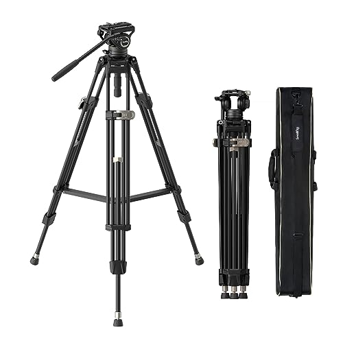 SMALLRIG Tripé de vídeo resistente com cabeça fluida, tripé profissional de 191 cm com adaptador de tigela de 75 mm, ajuste de altura num só passo, carga até 8 kg - 4163