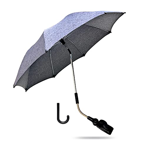 ZjRight Guarda-sol universal para carrinho de bebé, 72 cm guarda-sóis de cadeira de passeio com revestimento UV para proteção UV 50+, com alça de guarda-chuva, para carrinho de bebé e cadeira de