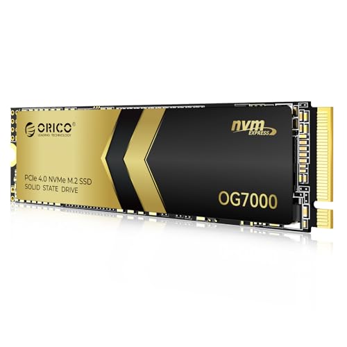 ORICO OG7000 2TB NVMe SSD, PCIe Gen4 M.2 SSD, até 7400 MB/s, solução térmica de grafeno, ideal para edição 4K, renderização 3D, criação de conteúdo, compatível com PS5 e PC