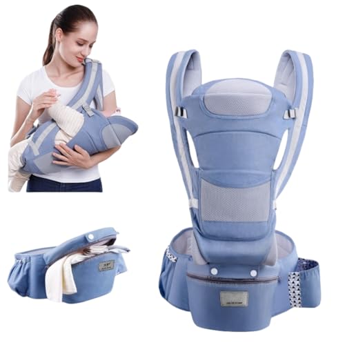 EMEBAY - Suporte de bebé com assento de quadril (15 modos de transporte, porta-bebés nascimentos ajustáveis, porta-bebés ergonómicos, multifuncionais para bebés de 0 a 48 meses, todas as estações