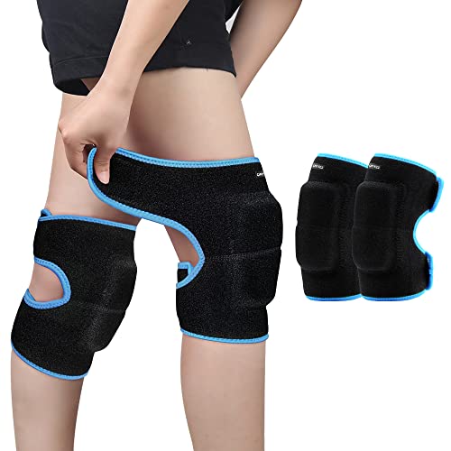 ONTYZZ Joelheiras ajustáveis para meninos e meninas, protetor de apoio de joelho com almofada SBR espessada guarda envolve para o ciclismo, fica baixo a dançar voleibol