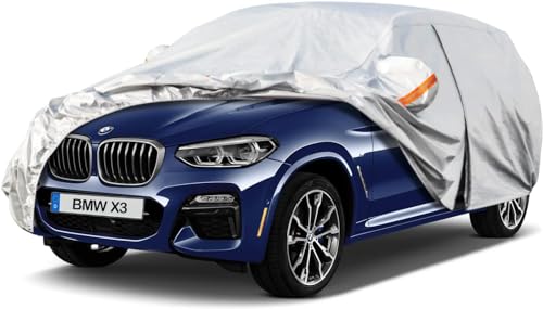 Kayme Capa de carro exterior, compatível com BMW X3 (2010-2025), capa para carro impermeável, respirável, anti-UV, anti-poeira, de 6 camadas, cobertura de carro com fecho de correr e forro de algodão.