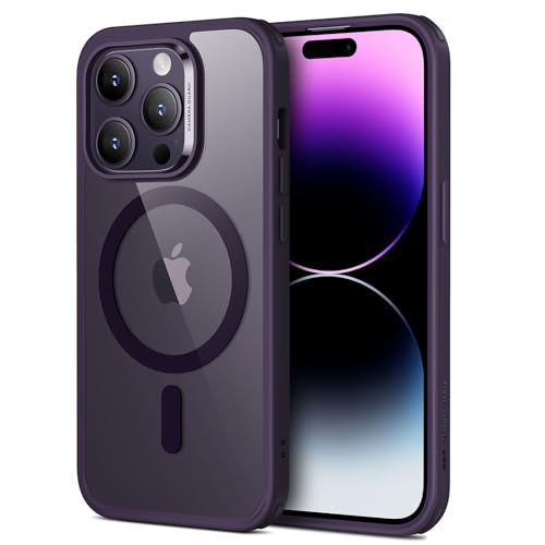 ESR Capa para iPhone 14 Pro, compatível com MagSafe, proteção de grau militar à prova de impactos, capa magnética para iPhone 14 Pro, capa híbrida clássica (HaloLock), roxo transparente