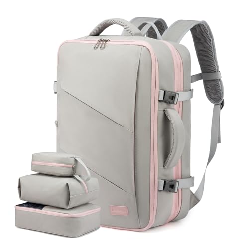 LOVEVOOK Mochila viagem cabine avion malas de viagem cabine para Easyjet Ryanair bagagem de mão mulher homem mochila para portátil 15,6/17 polegadas com porta de carregamento USB, preto, 1-cinzento