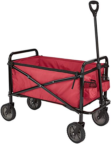 Amazon Basics Bobina dobrável para jardim e ar livre com saco de cobertura, vermelho