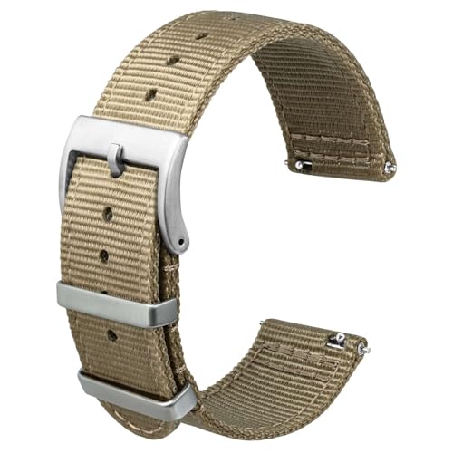 Anbeer Pulseira de relógio de nylon de duas peças e fecho rápido com fivela de metal, pulseira de relógio de nylon tecido de dupla camada