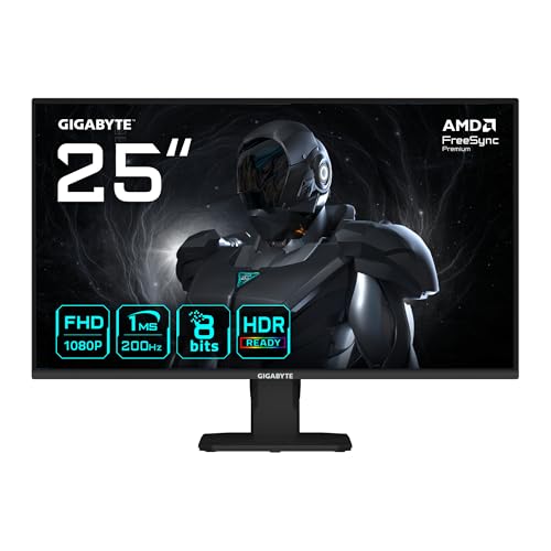 Gigabyte GS25F2 Monitor Gaming FHD de 25", 1920 x 1080, 200Hz, 1 ms, 300 CD/m², Display HDR 10, HDMI 2.0, DisplayPort 1.4