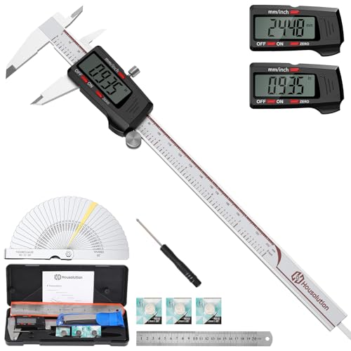 Housolution Calibre digital de 8", calibre ecrã LCD grande, polegadas/MM, 4 formas de medir, auto-off LCD micrómetro medidor Vernier de aço inoxidável para caixas de jóias impressoras carpinteiros