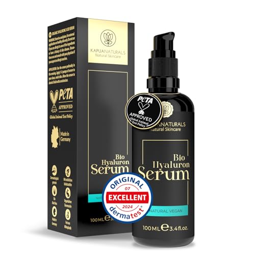 Sérum ácido hialurónico altamente dosado • 100 ml + Vit E & B5 • Sérum facial 7 vezes ✓ 100% vegan e bio ✓ Concentrado antienvelhecimento ✓ Sérum anti-rugas ✓ Made in Germany