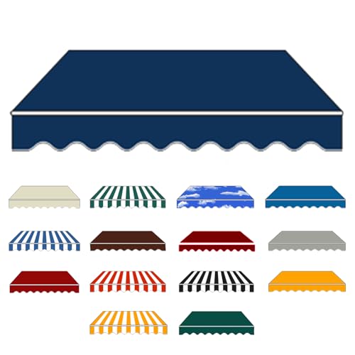 Toldo articulado impermeável, proteção solar, toldo para varanda: com moldura grossa, toldo extensível manual, prático e inoxidável, proteção UV (azul real, 5 x 1,5 m)